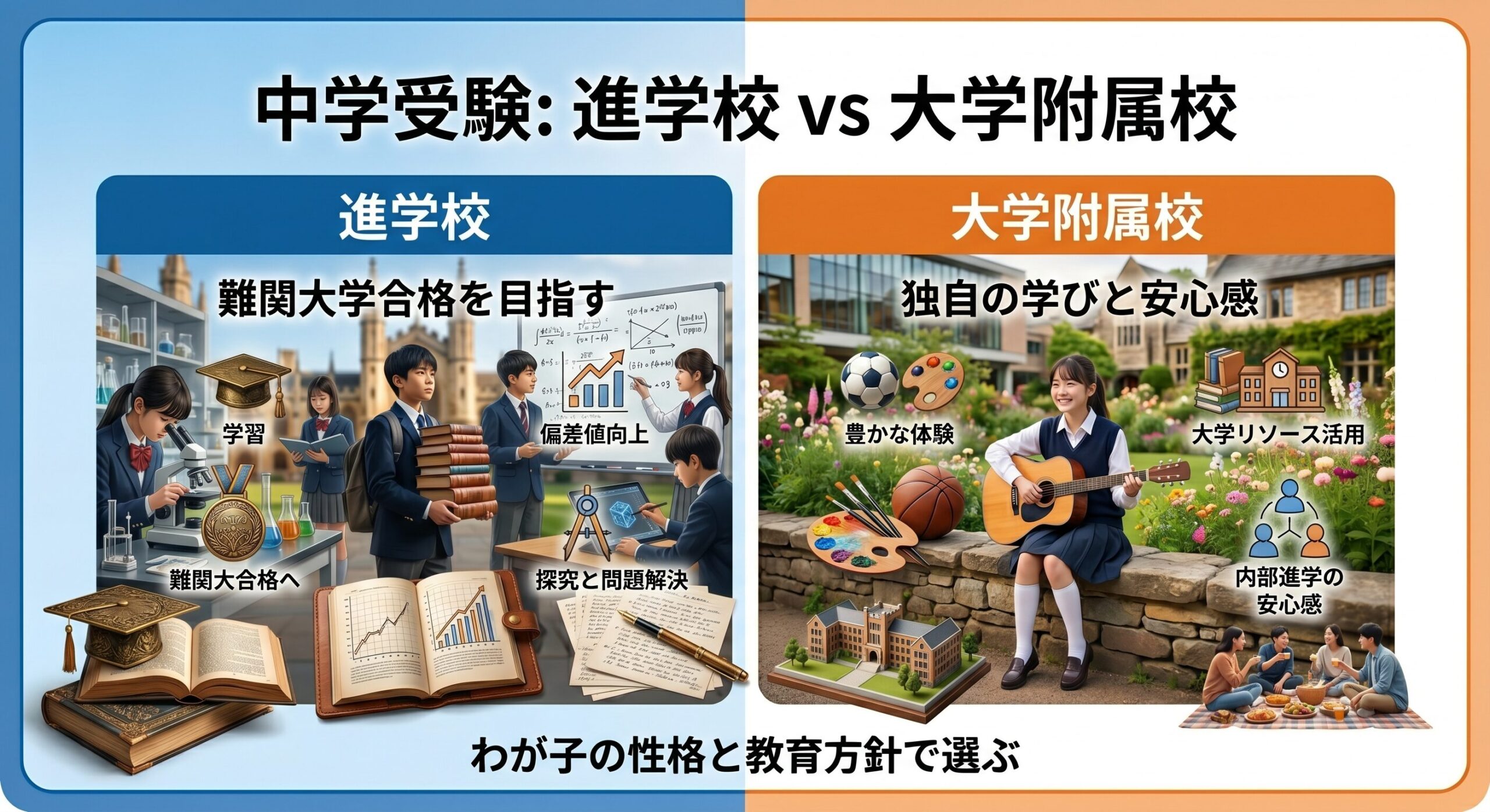 進学校と大学附属校の違いを徹底解説