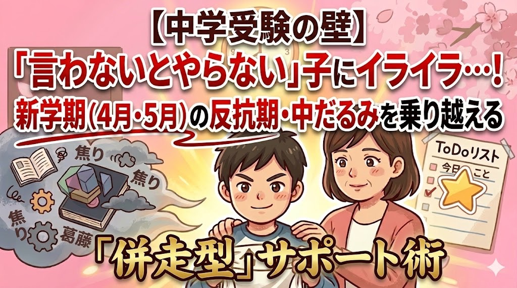 【中学受験の壁】「言わないとやらない」子にイライラ…！新学期（4月・5月）の反抗期・中だるみを乗り越える「併走型」サポート術