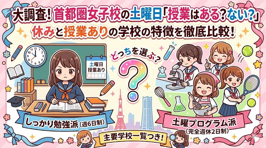 首都圏女子校の土曜日ありなしと授業一覧